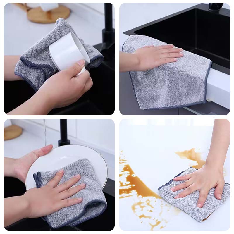 10/20pcs Bamboo Charcoal Fiber Cleaning Cloths for Kitchen Oil Removal