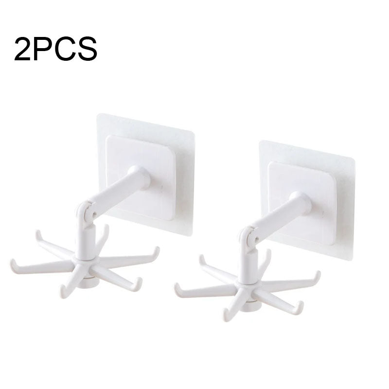 2pcs 360° Rotating Adhesive Expandable 6-Hook Hanger