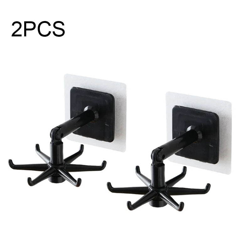 2pcs 360° Rotating Adhesive Expandable 6-Hook Hanger