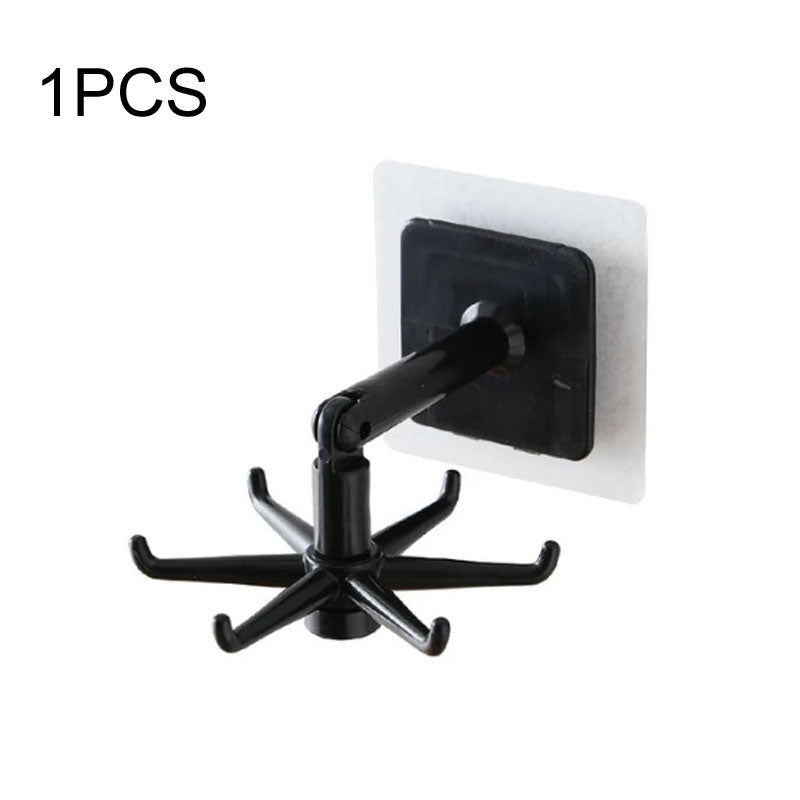 2pcs 360° Rotating Adhesive Expandable 6-Hook Hanger