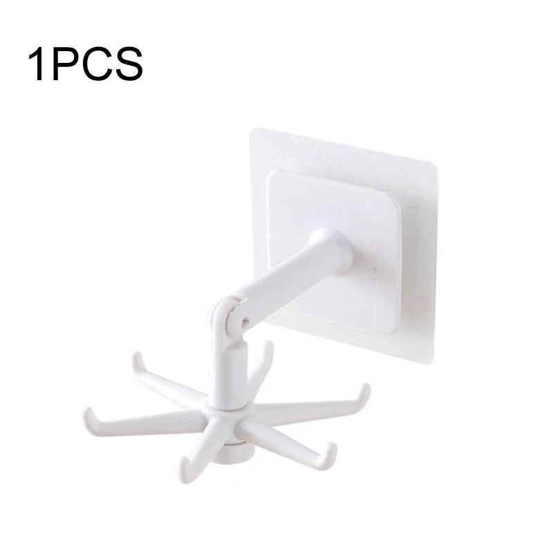 2pcs 360° Rotating Adhesive Expandable 6-Hook Hanger