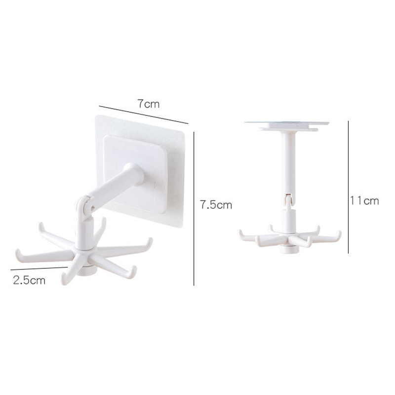 2pcs 360° Rotating Adhesive Expandable 6-Hook Hanger